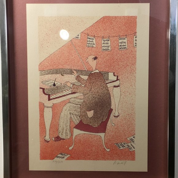 Pianist Art Color Printed Aluminum Framed - Picture 2 of 6